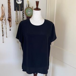 Vintage 80s Silk Top Back Button 14